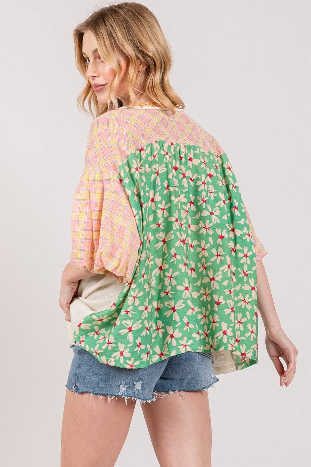 SAGE + FIG Color Block Bubble Sleeve Top - Love Salve